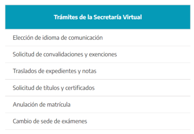 Trámites de la Secretaría Virtual